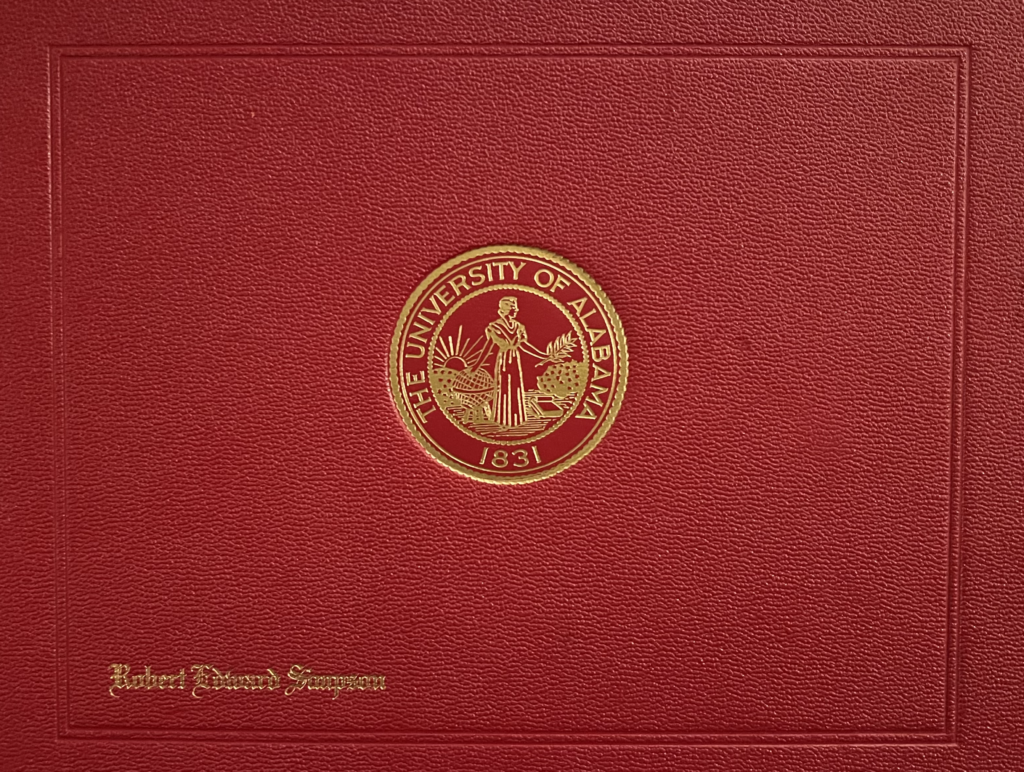 University of Alabama Diploma Cover