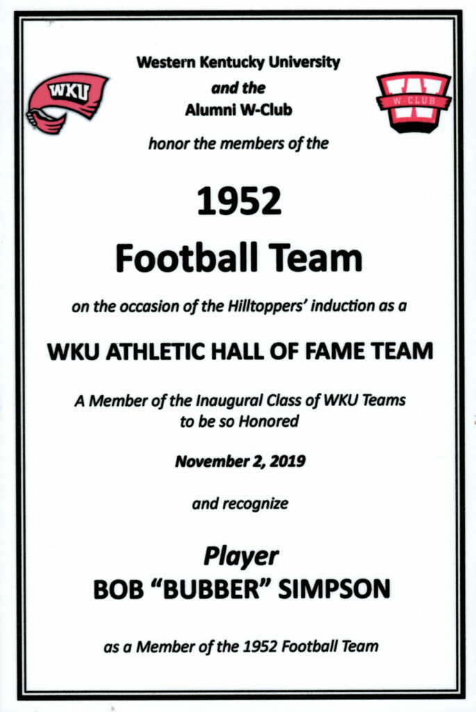 WKU Hall of Fame Team Plaque: November 2, 2019